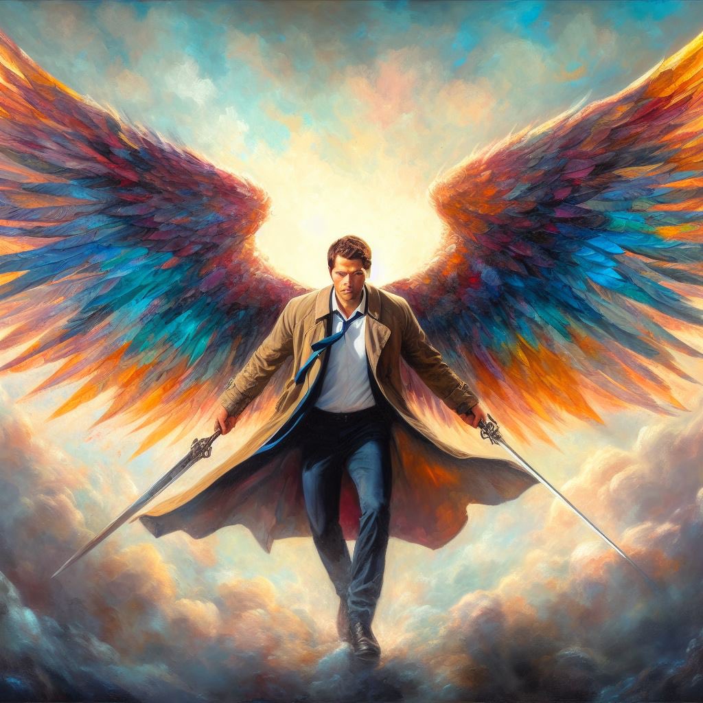 MNarinanik's tweet photo. What do you think Cas still has what color wings? I think black with a gold mount. But these rainbow wings are literally driving me crazy
#castiel #mishscollins @mishacollins https://t.co/LBKADLlsus