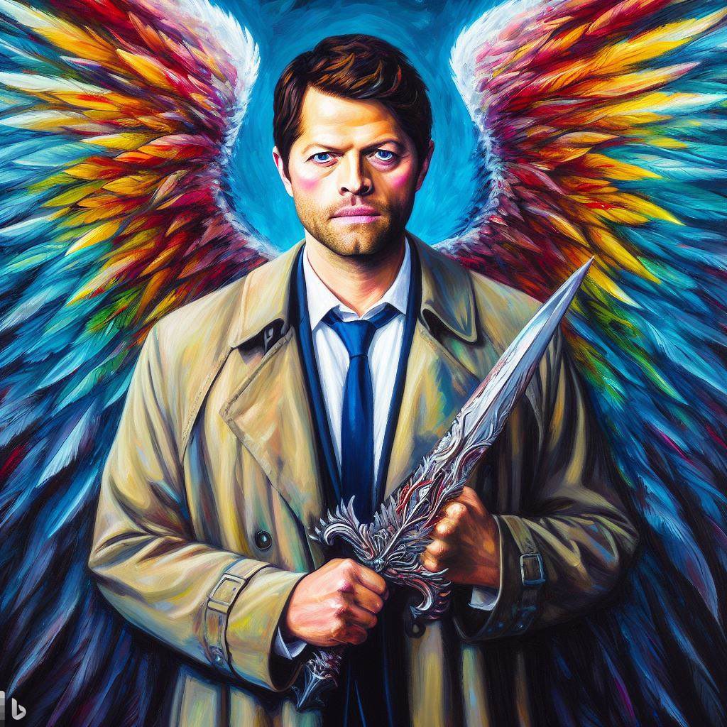 MNarinanik's tweet photo. What do you think Cas still has what color wings? I think black with a gold mount. But these rainbow wings are literally driving me crazy
#castiel #mishscollins @mishacollins https://t.co/LBKADLlsus