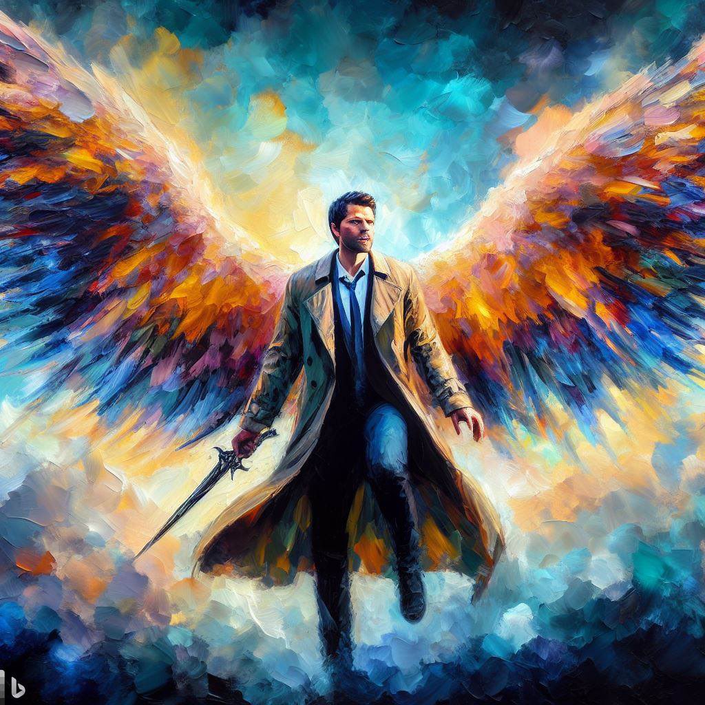 MNarinanik's tweet photo. What do you think Cas still has what color wings? I think black with a gold mount. But these rainbow wings are literally driving me crazy
#castiel #mishscollins @mishacollins https://t.co/LBKADLlsus