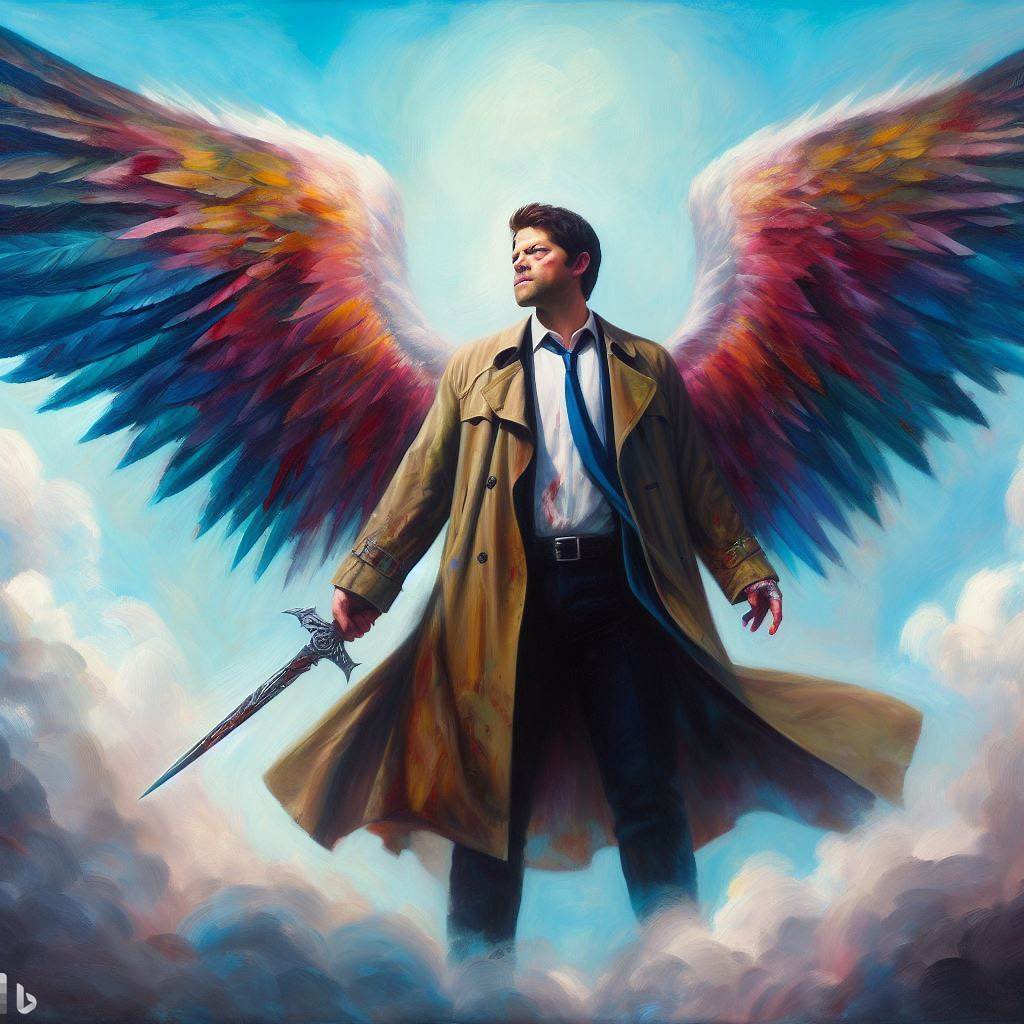 MNarinanik's tweet photo. What do you think Cas still has what color wings? I think black with a gold mount. But these rainbow wings are literally driving me crazy
#castiel #mishscollins @mishacollins https://t.co/LBKADLlsus