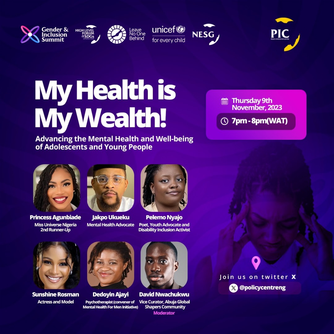 ajibolaadigun's tweet photo. Our Twitter/X space will go live this evening at 7:00 PM 🚀 to discuss mental health issues of young people and adolescents.

https://t.co/D9HR4ci7Ng
Follow the conversation and tweet at us using #MHMW

#GenderandInclusion #TradeandHealth #BuildingBridges https://t.co/BBUsKpjZX3
