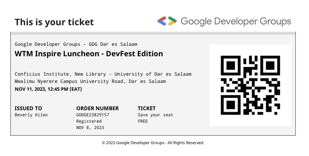 The anticipation is real! Can’t wait to meet and learn from the brilliant minds at #wtmdar 💃🏽

I’ve got my ticket, have you RSVP’d yet? #DevFestDar #DevFest2023