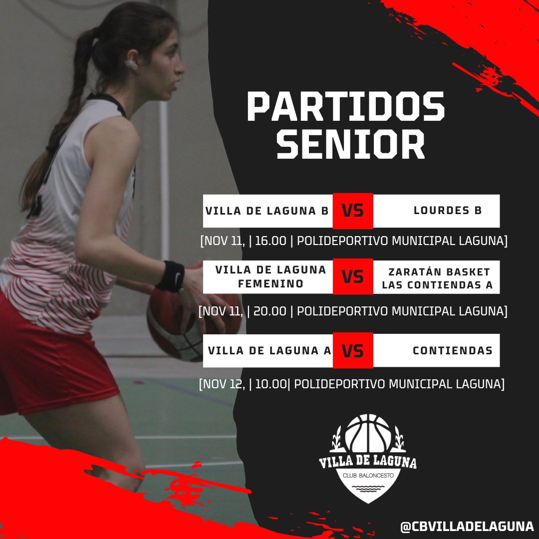 CBVillaDeLaguna's tweet photo. 🗓️ Nueva Jornada 🗓️

Mucha suerte a todos los equipos 💪🏻💪🏻🏀🏀

❤️🖤❤️ https://t.co/KrsbHN2lnm
