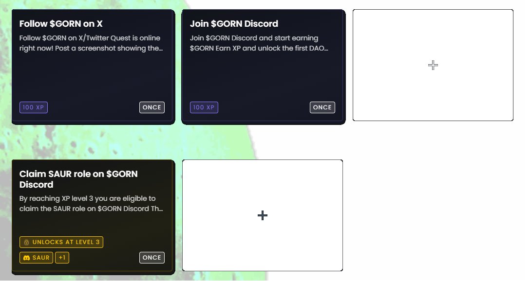 GornHegemonyCSC's tweet photo. Ahoy! The $GORN DAO have released their first set of missions on Zealy. Finish quests to support the community and earn the "SAUR" discord role now on https://t.co/xWMPzg7LGP

Quest I: Follow $GORN on X
Quest II: Join $GORN Discord
Quest III: Claim "SAUR" role on $GORN discord 💪 https://t.co/ivhJJvvuK1