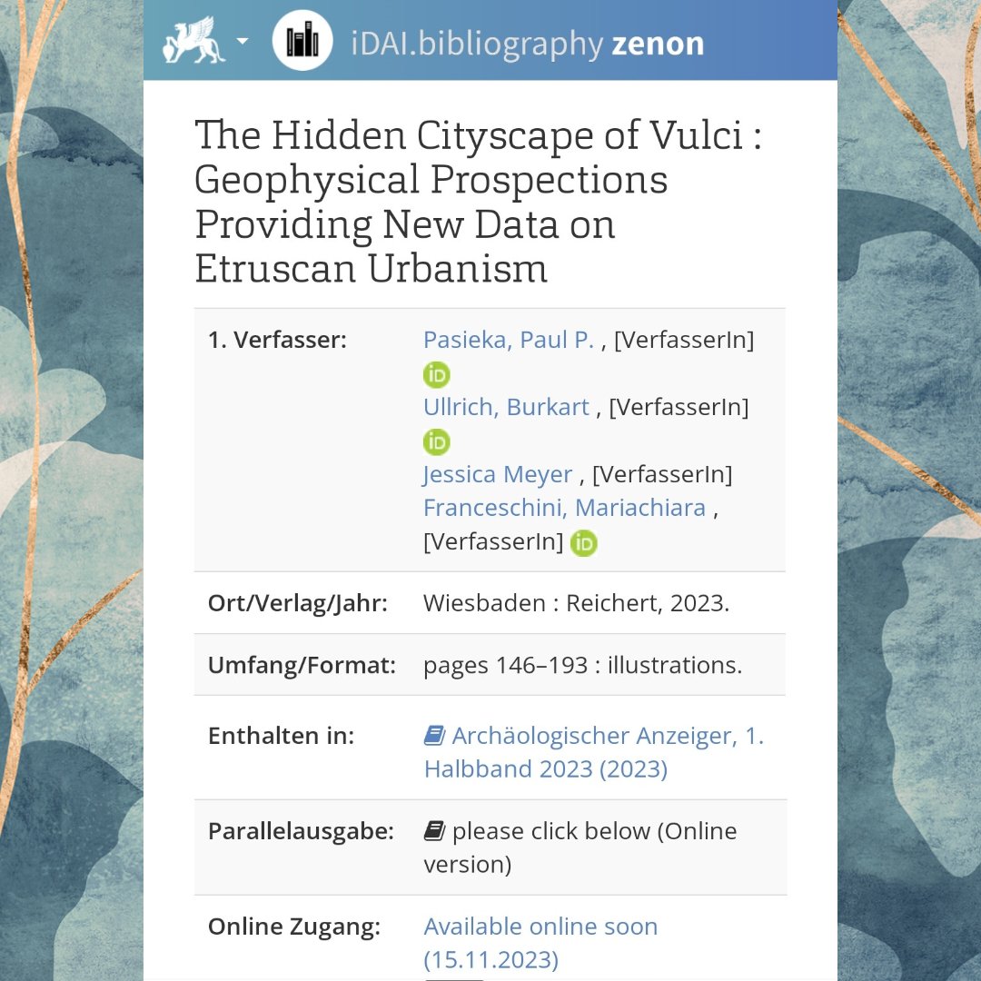 VulciCityscape's tweet photo. #Countdown begins ⏳️ you can't miss the new Archäologische Anzeiger by @dai_weltweit with a brand new #Vulci #Cityscape 🤓

#ComingSoon #inpress #publication #prospection #geophysics #City #etruria #Italy #urbanism #urban #landscape #Archaeology #news #EasternAtlas https://t.co/BdMfVmeb4o
