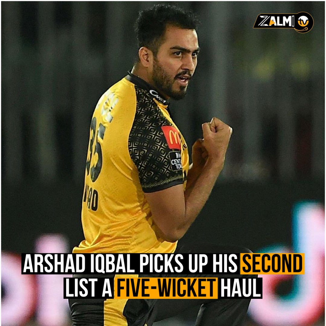 zalmitvlive's tweet photo. Arshad Iqbal notches his second five-wicket haul in List A cricket, taking 5 wickets for 67 runs against Peshawar in the Pakistan Cup.
#ArshadIqbal #PakistanCup #PakistanCricket #ZalmiTV https://t.co/nCeEuIQAff