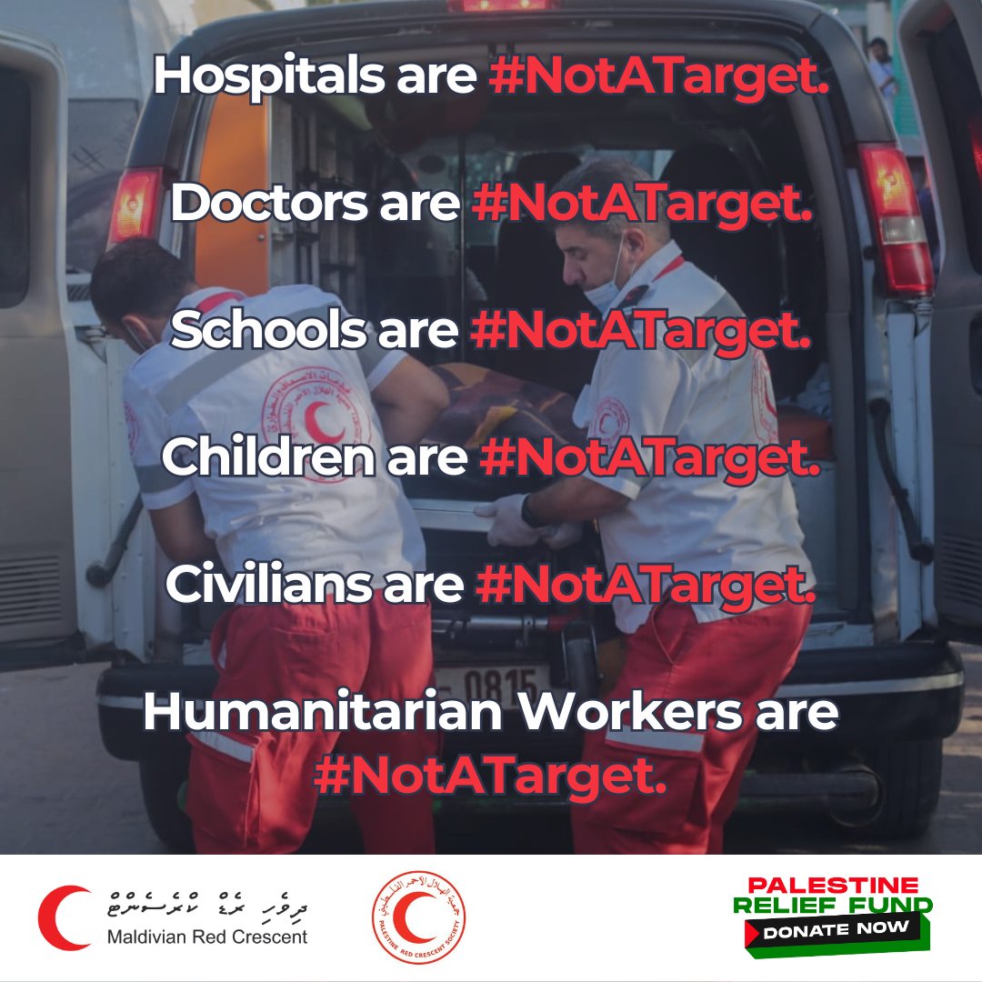 MRC stands with <a href="/PalestineRCS/">PRCS</a> and calls for an immediate ceasefire in #Gaza. 

Civilians, humanitarians, and medical facilities and personnel must be protected in accordance with International Humanitarian Law.
 
They are #NotATarget