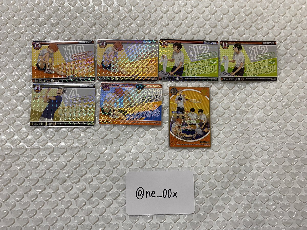 ne_00x's tweet photo. ハイキュー きゃらくたぶるカードグミ 交換

譲 ）日向翔陽 影山飛雄 月島蛍 山口忠 岩泉一 孤爪研磨 木兎光太郎 牛島若利 天童覚 宮治 角名倫太郎 星海光来 大将優

求 ） 画像2枚目 🔢

✧ プロフカード必読です ✧
✧ 郵送での取引になります ✧

お気軽にお声掛けください. https://t.co/IckOEgspY7