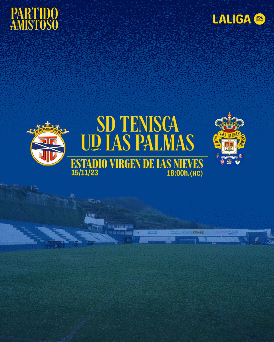UDLP_Oficial's tweet photo. 🗓️🆙 ¡Regresamos a la isla bonita! 😍

El próximo miércoles, 15 de noviembre, amistoso en La Palma ante la @SDTenisca 🫱🏽‍🫲🏾
📰 https://t.co/ZBzudKqknN 

#TeniscaLasPalmas 💛💙 #LaUniónHaceLasPalmas https://t.co/LRerav1wH3