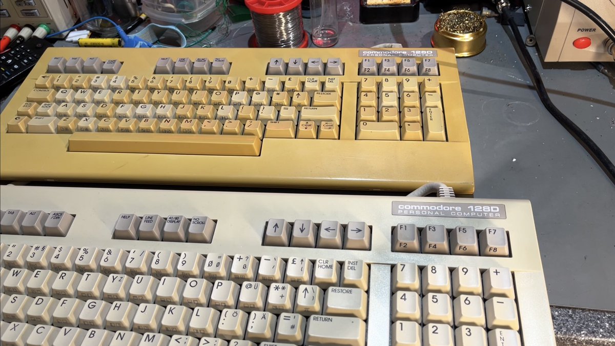 ovesen's tweet photo. Hmm I think it needs #retrobrighting 😂 #C128D #keyboard #commodore #arcticretro https://t.co/91SZtt40Wn