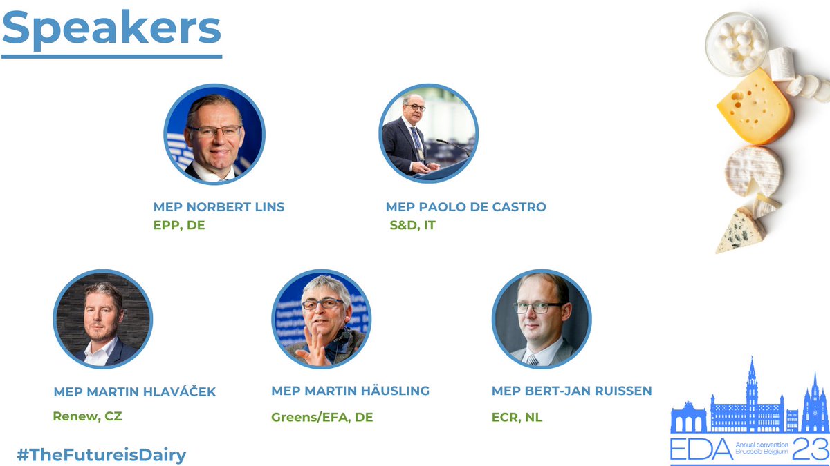 EDA_Dairy's tweet photo. Today's lineup at our Convention is showcasing Europe's position as THE global Dairy Superpower: Excellence &amp; Nutrition, Production, Trade and Sustainability. Stay tuned as industry leaders, EU lawmakers, and researchers highlight our unrivalled prowess. #Thefutureisdairy https://t.co/XyvlsmfHeL