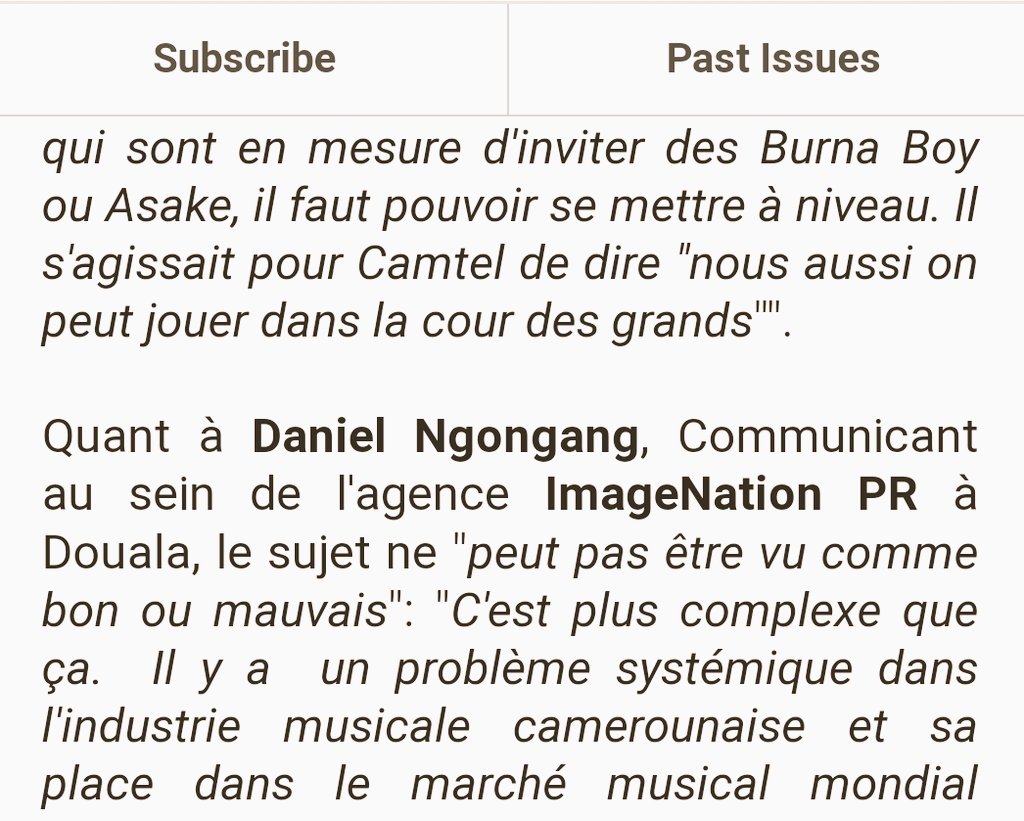 DanielNgongang's tweet photo. Je partage mon avis sur l'affaire Camtel-Fally- Lady Ponce dans la newsletter de @africa_digest . Cliquez ici pour lire mon avis et celui de @aristidemabatto: https://t.co/CNibrprZGm 

Et abonnez-vous tant que vous y êtes😉 https://t.co/rPyW4tUJXf