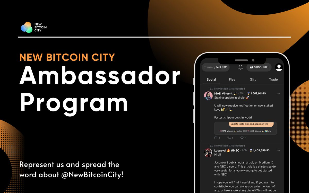 Valhalla_L2's tweet photo. NBC AMBASSADOR PROGRAM

Are you an NBC maxi and have connections with various web3 communities?

We’re looking for Ambassadors who can proudly represent us and spread the word about @NewBitcoinCity!

Find more details &amp; apply with this form: https://t.co/ulzzb4lbNR https://t.co/vgNjFZ2hP5
