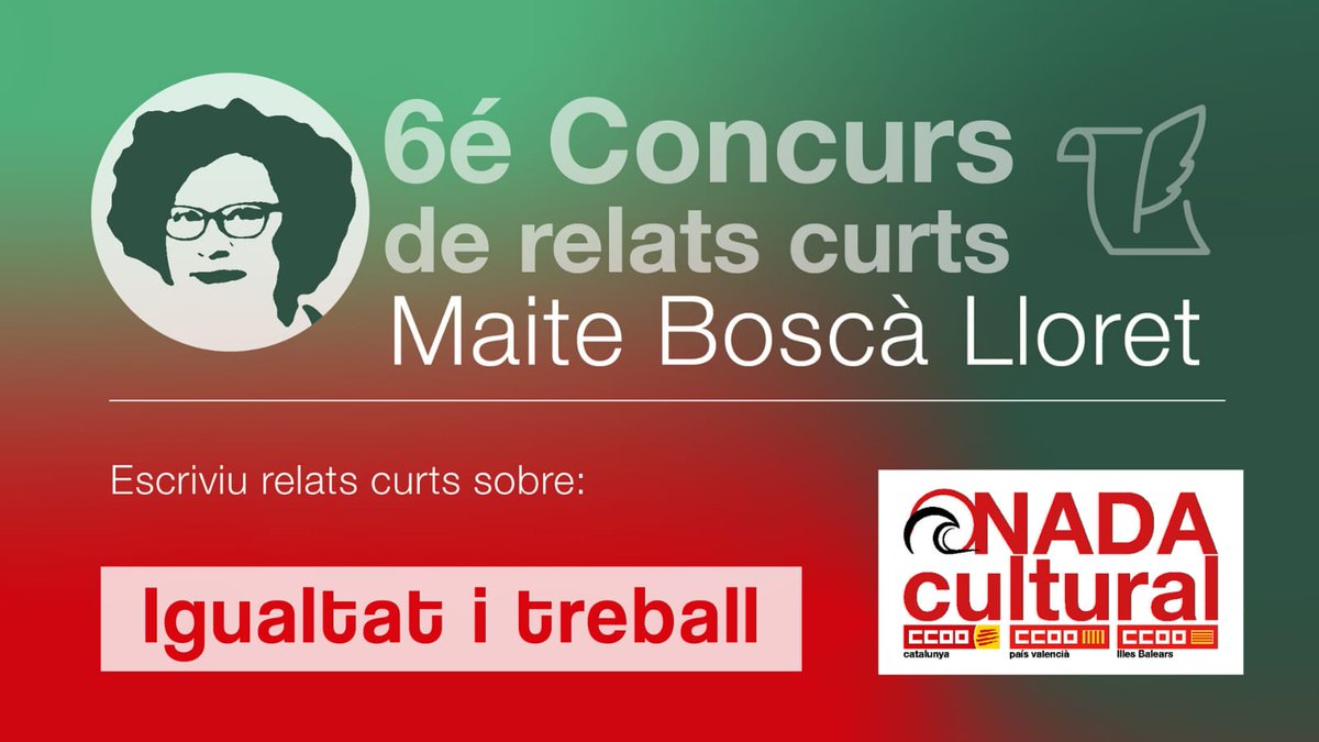 ccoopv's tweet photo. 🏆@ccoopv convoca el 6é Concurs de Relats Curts Maite Boscà Lloret
📚Convidem a l'afiliació i a la ciutadania a participar en aquest certamen literari, enguany dedicat a la temàtica 'Igualtat i treball'
✍️Presentacions a partir del dia 15
Bases👉https://t.co/lQ3bB5h5q0
#Onada https://t.co/anasut45It