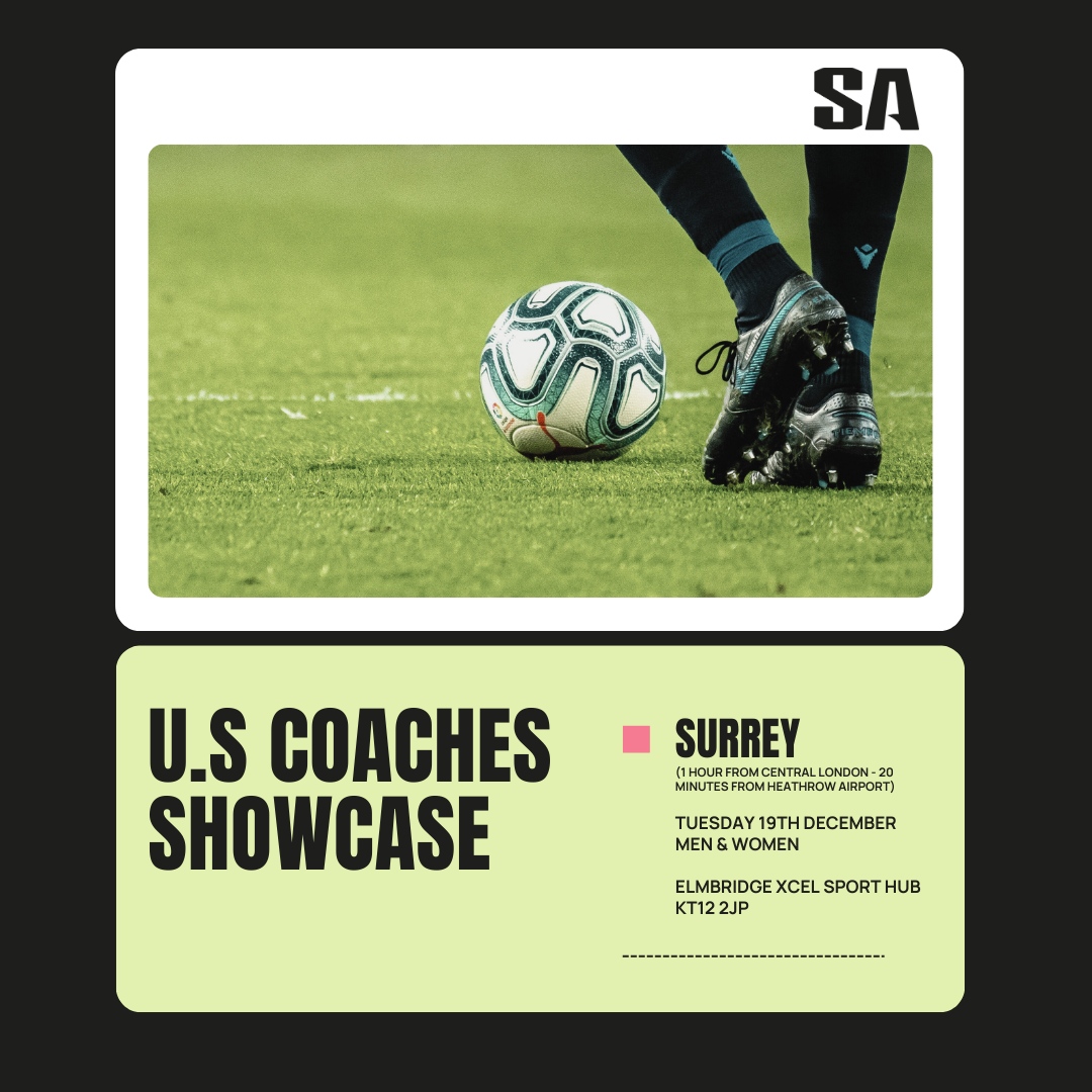 U.S Coaches Showcase - Tuesday 19th December - Elmbridge Xcel Sport Hub Our annual coaches showcase is now confirmed. If you are interested in attending our event or would like more information please DM! #showcase #collegesoccer #soccerassist