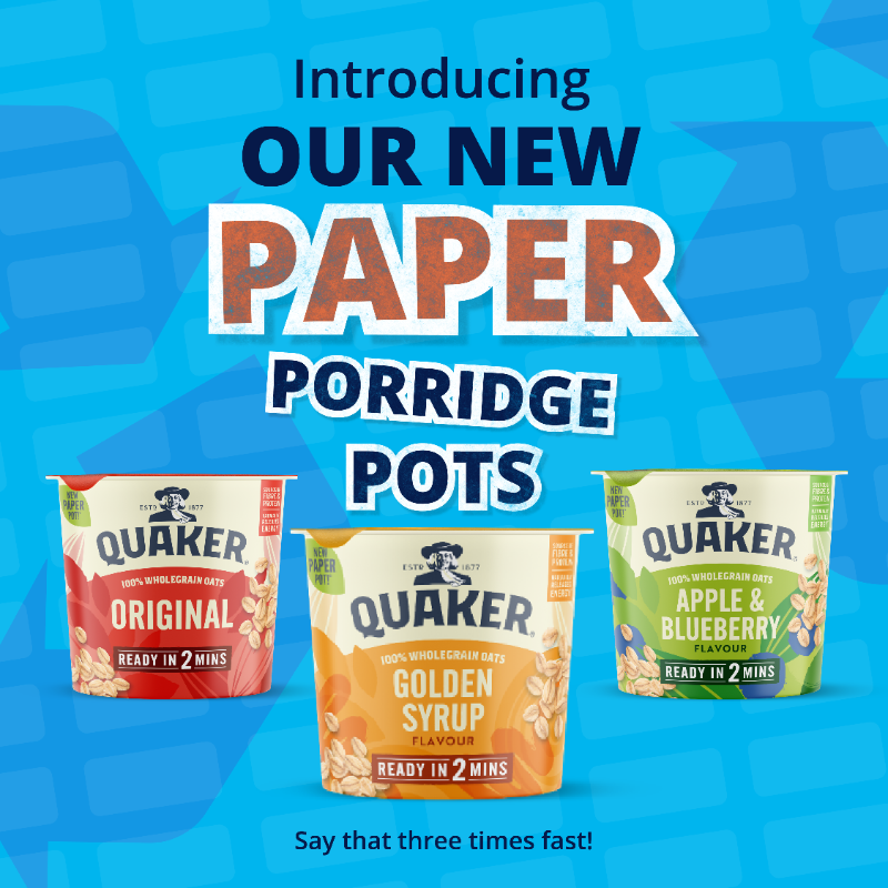 pepsico_uk's tweet photo. We’re making a nationwide change to our @Quaker pots, replacing plastic with paper for:
♻️Easier at-home recycling
🥣 More sustainable porridge pots
🌎Another step towards our 2025 packaging goals!
Learn more about how we're eliminating virgin plastic from our products