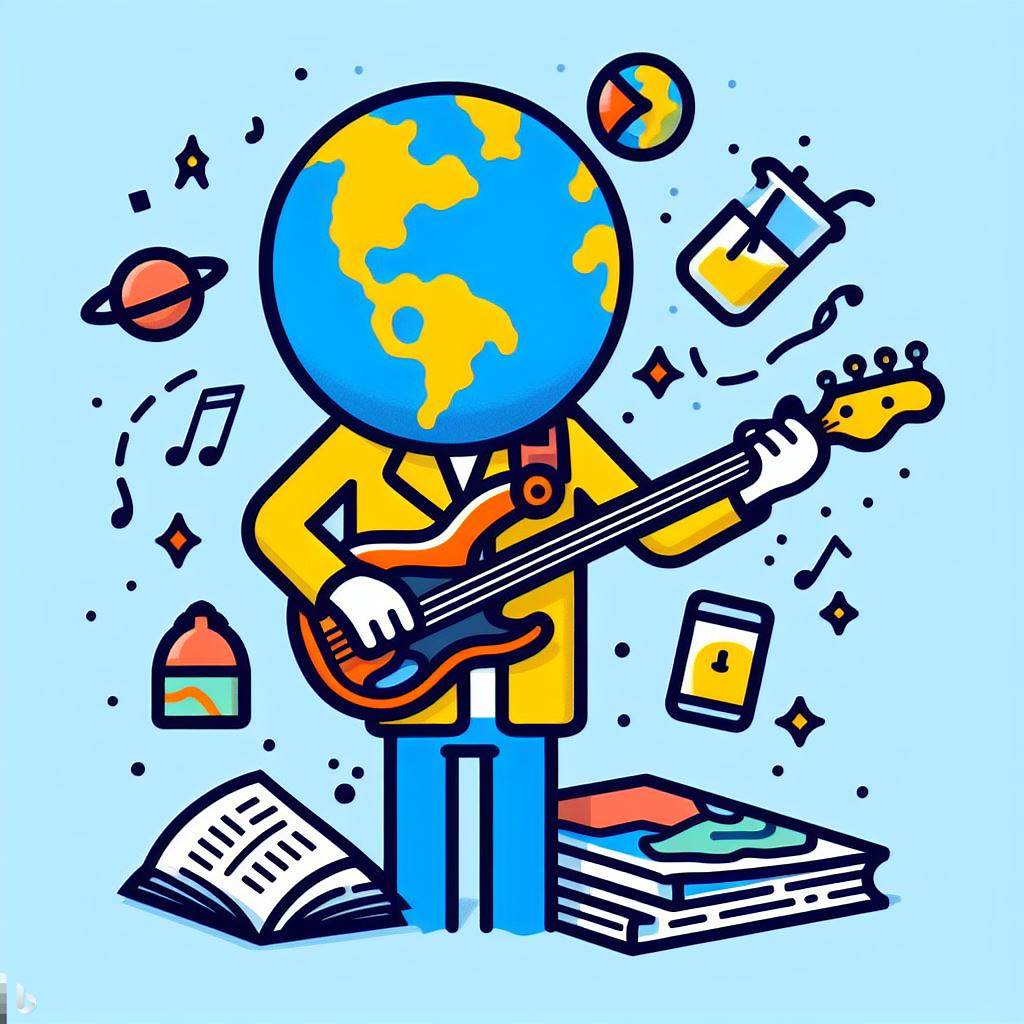 gersonbeltran's tweet photo. Pues si, yo también he jugado con la #IA de #Bing  y me ha hecho gracia el dibujito que me ha hecho  #geografíaenred #geógrafos #geofans #rock #bass #musicforlife 😅🌏🎸 https://t.co/1QE8k9QvGG