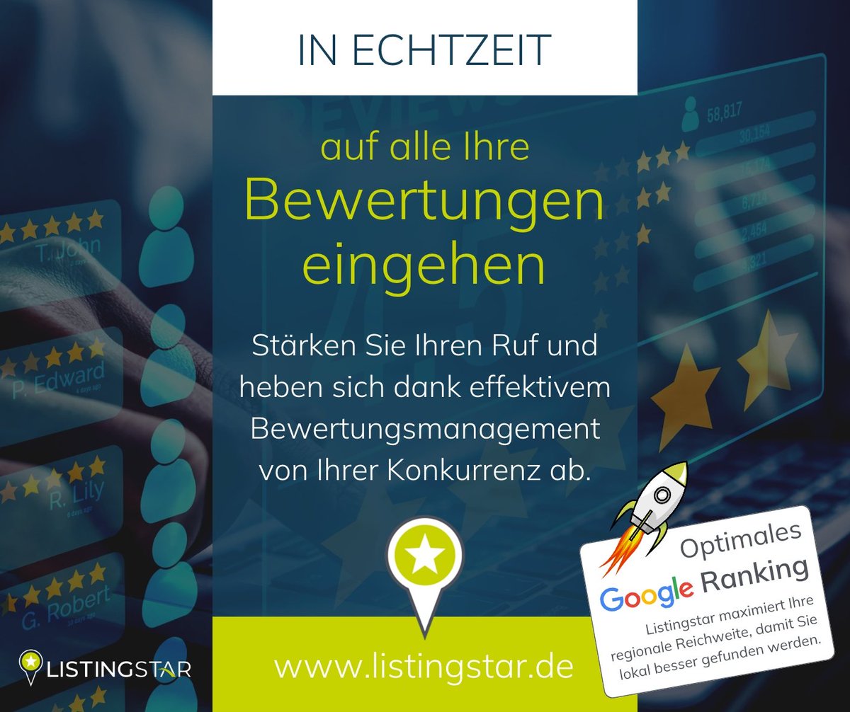 Erhalten Sie Bewertungen und Feedbacks aus allen Portalen in Echtzeit und gehen Sie zentral über unsere Plattform auf Ihre Kunden aus einem System heraus ein.
#echtzeit #bewertungen #localseo #sichtbarkeit #seo #seoservices #sichtbarkeitsteigern #bewertungsmanagement #listingstar