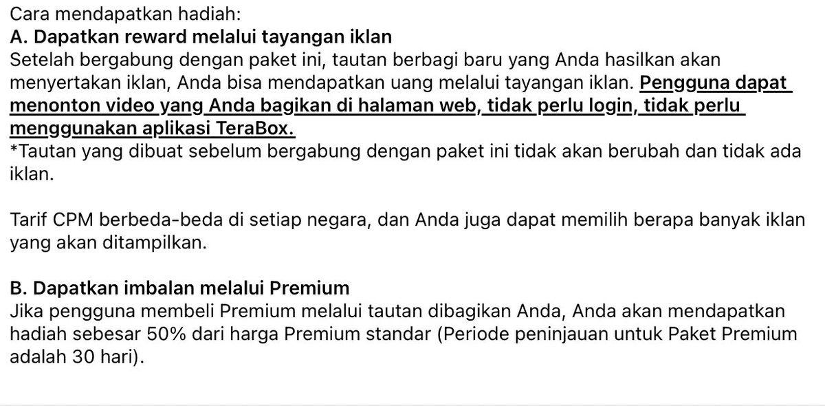 TeraboxReferral's tweet photo. 🎊 Peningkatan Premium + Paket Bagi Hasil Periklanan! 🎊

Premium + Pembagian Laba Iklan' ditingkatkan. Nama paket barunya adalah 'Dapatkan pendapatan melalui iklan dan layanan premium'.

Untuk lebih jelasnya, silakan periksa pusat bantuan webmaster: https://t.co/rRp6t4h1eQ https://t.co/rwCe8AKkyd
