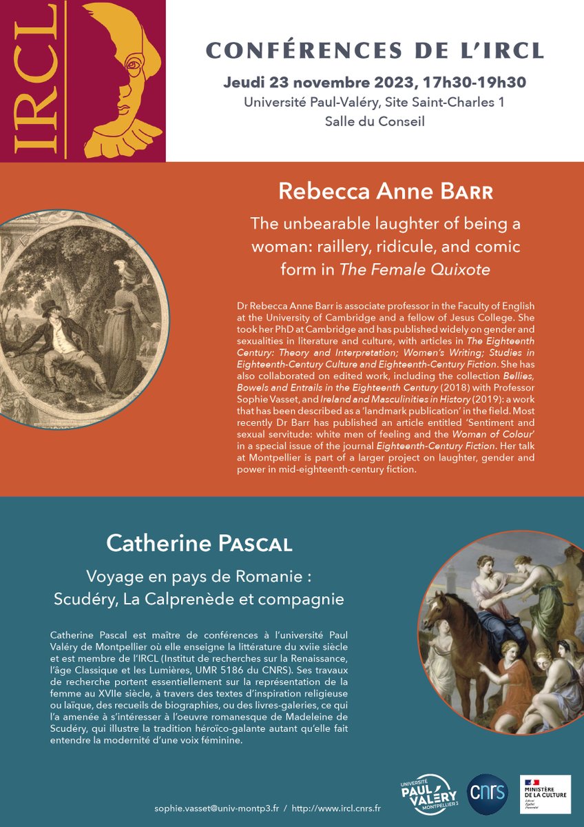 Sophie Vasset (@sophievasset) on Twitter photo La conférence de l'IRCL le 23.11 à 17h30 s'attaque au programme de l'#agregationanglais avec deux interventions sur Lennox: @R_A_Barr sur la question du ridicule, et C. Pascal sur la romance!
Pour s'inscrire en zoom: page.hn/gin8k3
<a href="/AgregationS/">Préparation à l'agrégation d'anglais (Sorbonne U)</a> <a href="/seaa1718/">SEAA1718</a> La conférence de l'IRCL le 23.11 à 17h30 s'attaque au programme de l'#agregationanglais avec deux interventions sur Lennox: @R_A_Barr sur la question du ridicule, et C. Pascal sur la romance!
Pour s'inscrire en zoom: page.hn/gin8k3
<a href="/AgregationS/">Préparation à l'agrégation d'anglais (Sorbonne U)</a> <a href="/seaa1718/">SEAA1718</a>