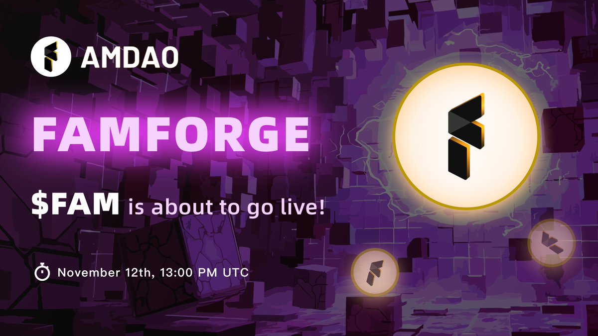 FAM_DAO's tweet photo. 🔔 The #FAMFORGE process is currently underway. The FAMFORGE channel will be closed on November 11th at 00:00 UTC. 🔚

Users are advised to complete the mapping within the specified timeframe. 🔗👉 https://t.co/ii0jlswcCu

⏰ Official Launch Time for FAMFORGE $FAM Token: 
November 12th, 13:00 PM UTC

🌐 Exchange Ratio: 
1 FAMDAO $FAM = 1 FAMFORGE $FAM

🖇️Tips:
1. The price of FAMDAO $FAM is anchored to real-time at the official opening time of FAMFORGE (November 9th, 00:00 UTC).
2. There may be a deviation of 2%-3.5% in fees. Users will receive corresponding incentive compensation after completing the Famforge.
#CryptoCommunity #Announcement  #blockchain