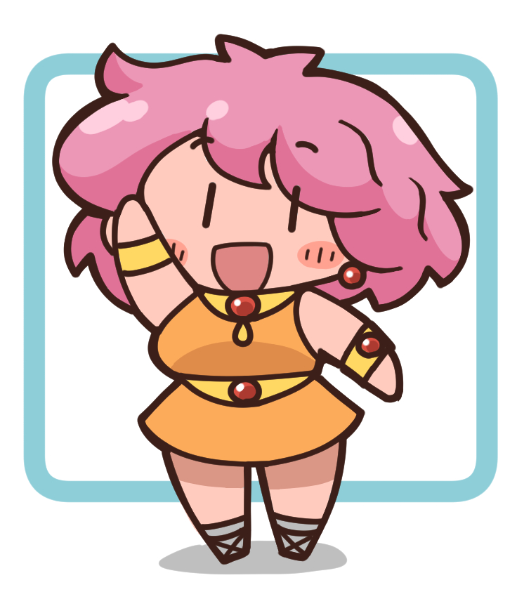 lenna charlotte tycoon 1girl pink hair solo open mouth smile chibi short hair  illustration images