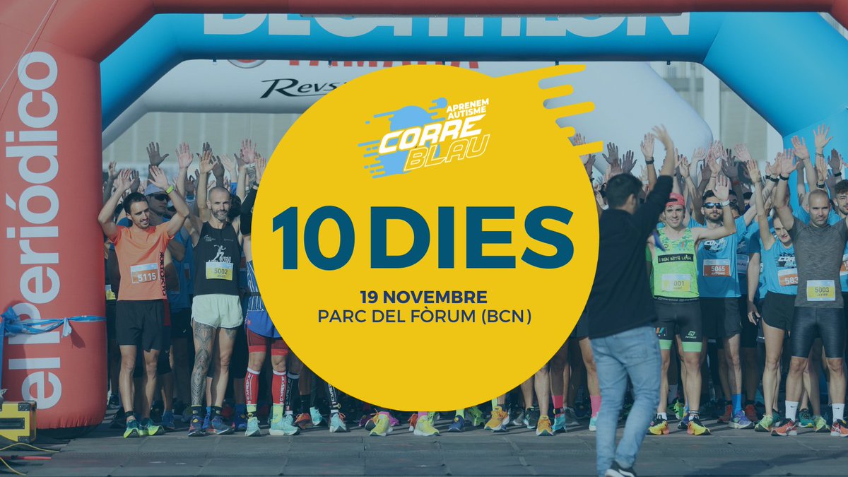 👟COMENÇA EL COMPTE ENRERE! 

⏰NO BADIS! No t'has inscrit a la cursa que promou l'#educacióinclusiva de l'alumnat amb #autisme?

INSCRIU-TE ONLINE👉FINS el 16 nov | a les 14h aprenemautisme.org/correblau

O PRESENCIALMENT👉dissabte 18 nov | 10 a 19h al
@DecathlonES de <a href="/DiagonalMar/">Diagonal Mar</a>