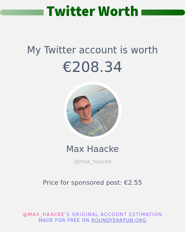 Mein Twitter-Wert ist: €208.34

➡️ funxgames.me/twitterworth?l…
