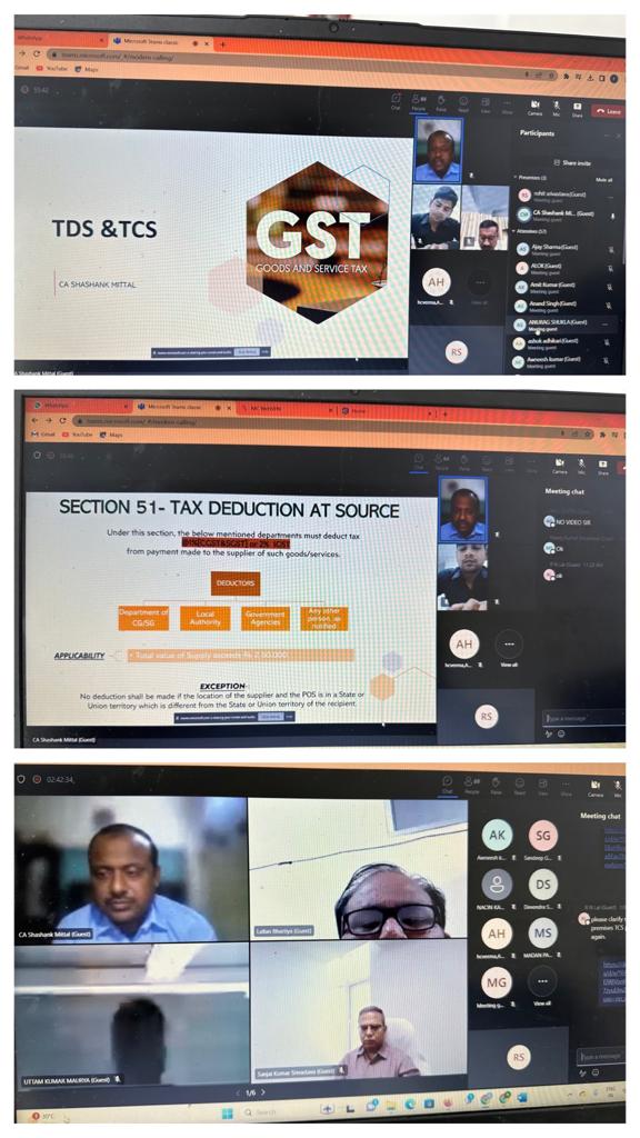 nacincbic's tweet photo. An online session on "GST-TDS/TCS, Electronic Commerce Operator" was organized by NACIN, Kanpur on 09.11.2023. The session was handled by Shri Shashank Mittal, Chartered Accountant, Lucknow  and was warmly received by the participating officers. https://t.co/qwzdxlctVF