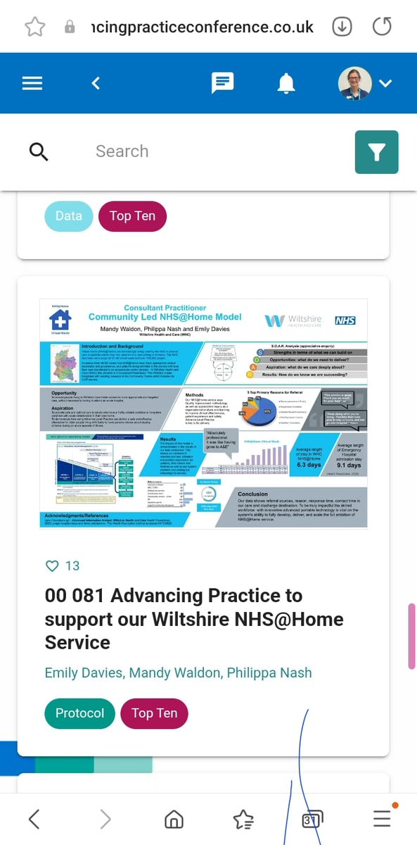 homefirstANP's tweet image. Looking forward to #AdvancingPractice2023 day 2 conference and have time today to really listen in 👏🙌 excited our poster is in top 10...please vote!! Listen to my lovely colleagues @BeckyHyland3 @samolden1 and their presentation on demand #consultantpractice @WiltsHC_NHS