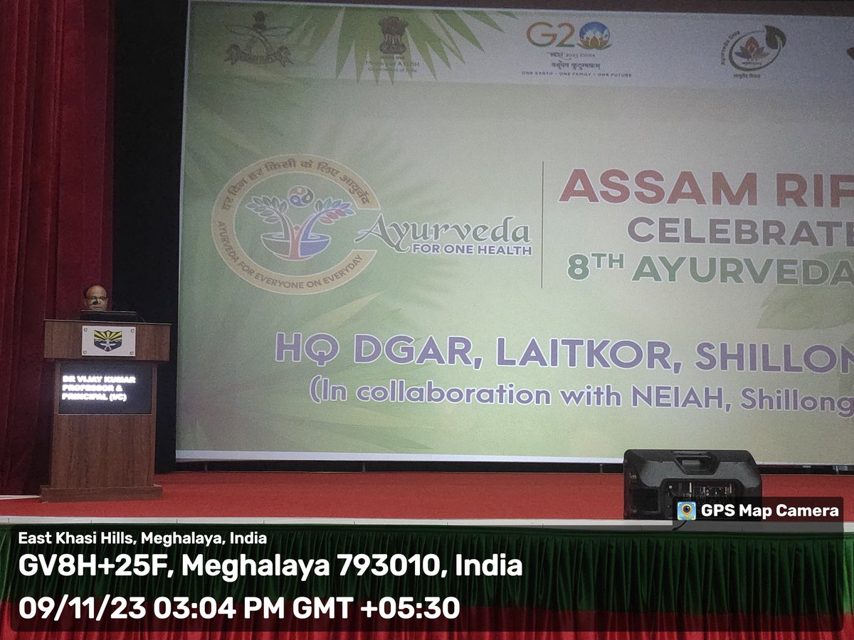 NeiahShill2000's tweet photo. Awareness lecture on Ayurveda for One Health delivered by Dr Vijay, Principal (I/C), NEIAH, Shillong at HQ DGAR, Laitkor, Shillong on 09/11/2023 on occasion of Ayurveda Day 2023
@cari_guwahati @CCRAS_MoAyush @moayush @AyurvedaDay https://t.co/mpDbYUmcOv