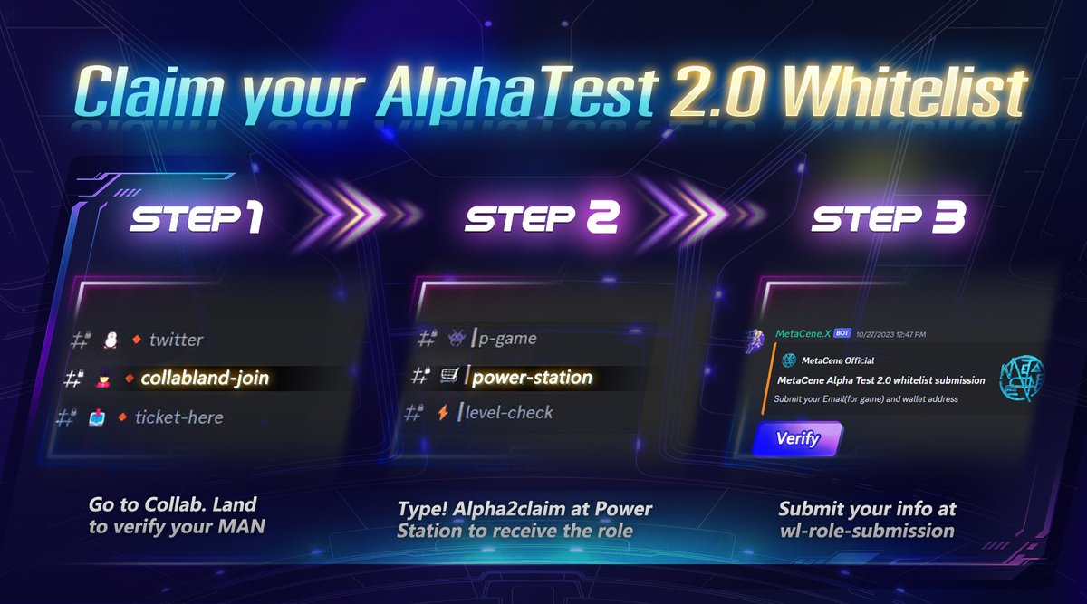 MetaCeneGame's tweet photo. 💥Claim your Alpha Test 2.0 Whitelist as MAN Holders!!

If you are a MAN holder, Verify through here⬇️
https://t.co/ddfWtm5ShZ

😍Enjoy MetaCene Apostle NFT(MAN) privileges...

🎁Put your comment below and we will pick 20 lucky winners to grant Alpha Test 2.0 whitelist⬇️⬇️⬇️ https://t.co/bKdG9ttvK5