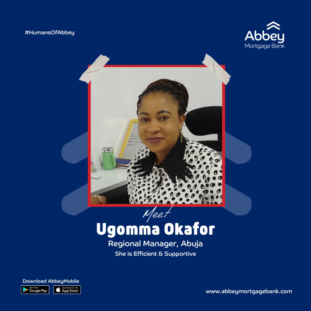 AbbeyBankplc's tweet photo. Meet Ugomma Okafor, our Human of Abbey this week!
As the Regional Manager in Abuja, she's an exceptional retail banker who consistently delivers results. Her supportive, kind, and easygoing nature sets a great example for us all.
#HumansOfAbbey
#AbbeyMortgageBank https://t.co/QUd3KoVTi0