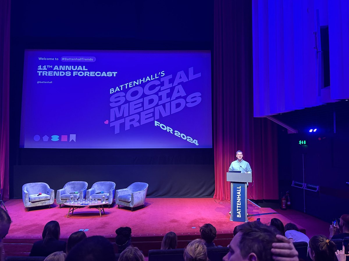 BeneEarl's tweet photo. Fantastic morning at the #BattenhallTrends event hearing what’s ahead for #SocialMedia in 2024. 

#DYK that 1 in 4 users plan to leave Twitter? And that there’s been a 55% decrease in revenue? Hearing about the X-odus was one of my favourite trends. https://t.co/6YTQYZFPEE