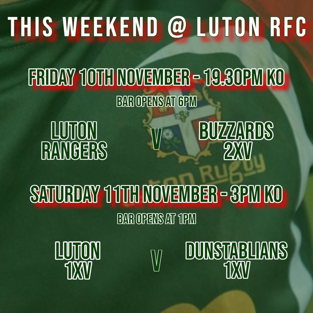 Double Header Weekend of Rugby at Luton RFC! #Pitchero
lutonrugby.com/calendar/event…