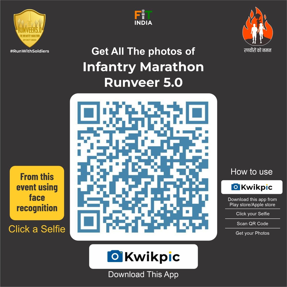 Runveer6O's tweet photo. You Ran, You Conquered! Now, it's time to cherish the memories of the Run🏃🏻🏃🏻‍♀️

Avail your pictures of The Infantry Marathon RUNVEER 5.0 https://t.co/pS07s4py1L