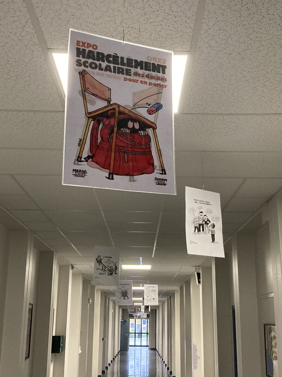 Journée du 9/11/23 NON au Harcèlement : démarrage des actions mais la lutte se fait sur toute l’année… actions de prévention pour tous les 6è, Exposition de caricatures, 13h20 toutes les classes autour d’une vidéo réalisée par les élèves eux mêmes et liberté d’expression 3018