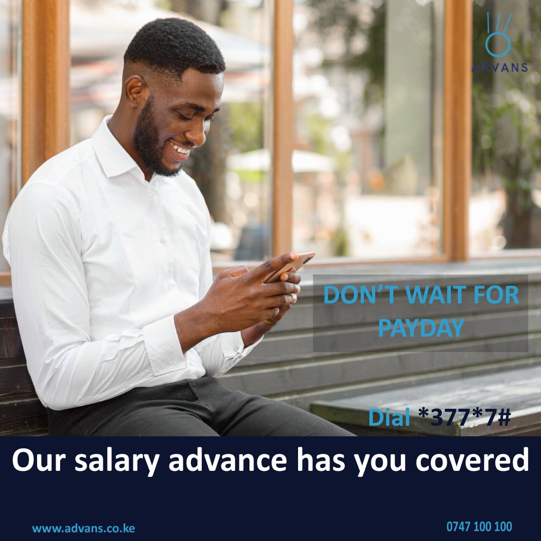advans_ke's tweet photo. You are a dial away from financial relief. Dial *377*7#

#SalaryAdvance #Kenya https://t.co/LqIXZLwenS