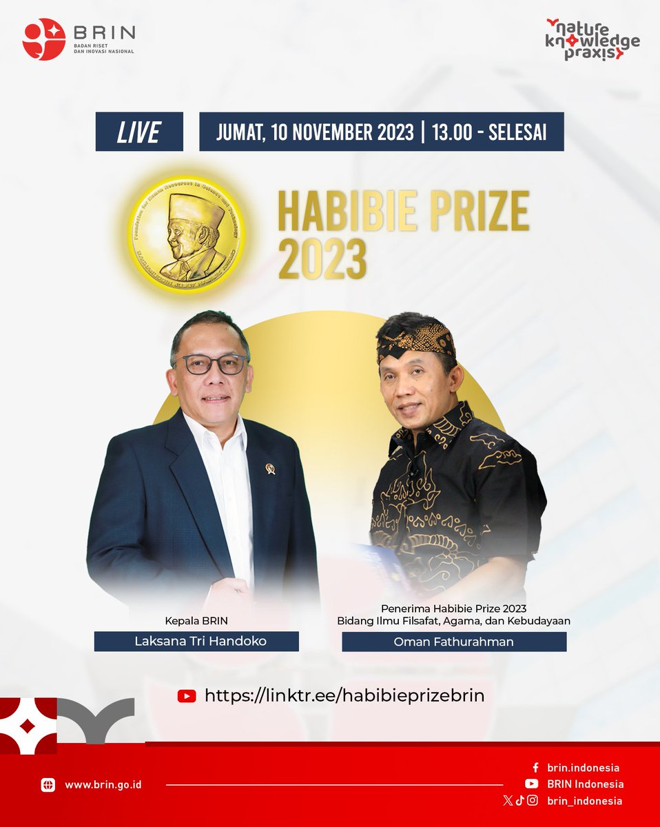 Tahun ini BRIN memberikan penghargaan Habibie Prize 2023 di bidang Ilmu Filsafat, Agama dan Kebudayaan kepada Prof. Dr. Oman Fathurahman, M.Hum.