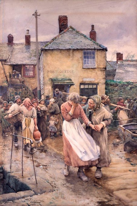tounisha's tweet photo. Among The Missing (1884) By : Walter Langley (1852-1922) English Genre painter Watercolour https://t.co/SoIHwZl5tU