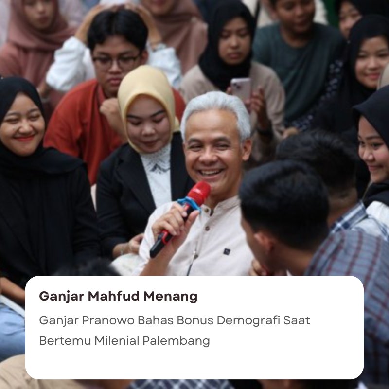 Keterlibatan Pak Ganjar dalam memecahkan masalah pemuda menunjukkan dedikasinya yang tinggi @lapendoz76 
Ganjar Mahfud Menang