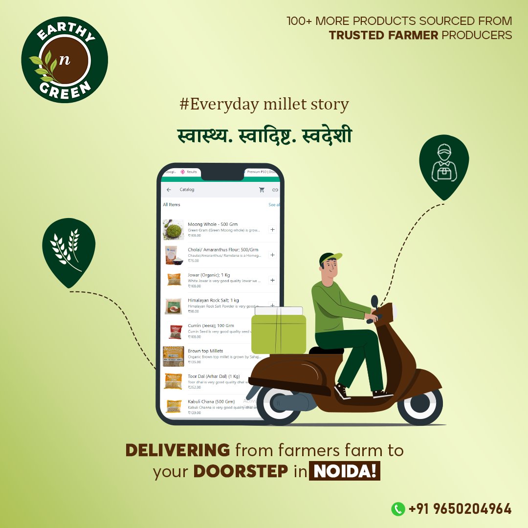earthy_n's tweet photo. We deliver the freshest, most #sustainable produce right to your home in #Noida. Discover the convenience and goodness of locally sourced, organic delights β just a click away.
#EarthyNGreen #FarmToTable #LocalFarmers #NoidaDeliveries #FreshAndLocal #SupportLocalFarming https://t.co/sVI55a4PsU