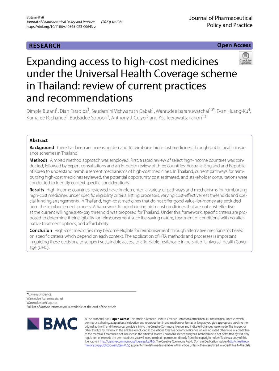 The demand for public health insurance to cover high-cost medicines is on the rise. But how can we balance accessibility and financial sustainability? Learn more in our latest study: joppp.biomedcentral.com/articles/10.11…