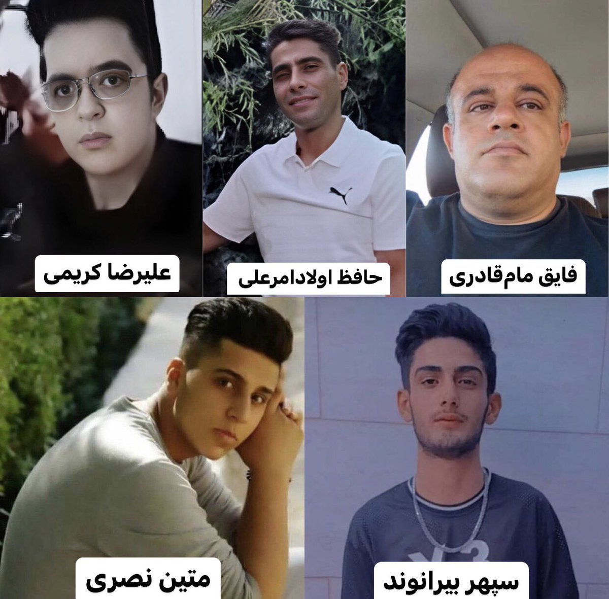 LightofRev's tweet photo. ۱۸ آبان سالگرد
#سپهر_بیرانوند که وقتی شعار مینوشت باگلوله کشته شد
#متین_نصری سربازی که حاضر به سرکوب مردم نشد و کشته شد
#علیرضا_کریمی که بخاطر ضربات باتوم تو خونه دانشجوییش جان داد
#فایق_مام_قادری که توی ماشینش باگلوله کشته شد
#حافظ_اولاد_امرعلی که باگلوله کشته شد

انتقام میگیریم https://t.co/Afq03FLHVX