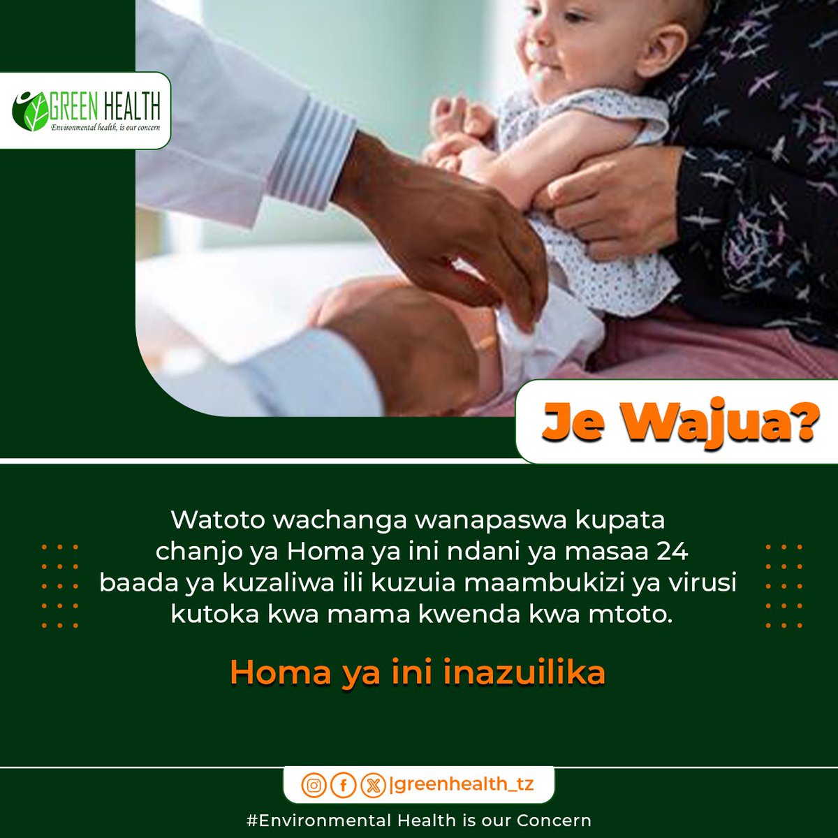 greenhealth_tz's tweet photo. Homa ya ini inazuilika, Mlinde mtoto mchanga dhidi ya Homa ya ini.
#homayaini #jewajua #greenhealth https://t.co/a4u5AioFFr