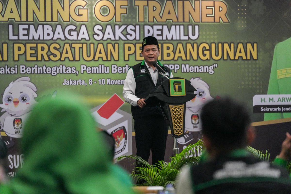 DPP_PPP's tweet photo. Pembukaan Training of Trainer Lembaga Saksi Pemilu 
Partai Persatuan Pembangunan 

Jakarta, 8-10 November 2023

#PPPMenang https://t.co/Od58pKqiAM