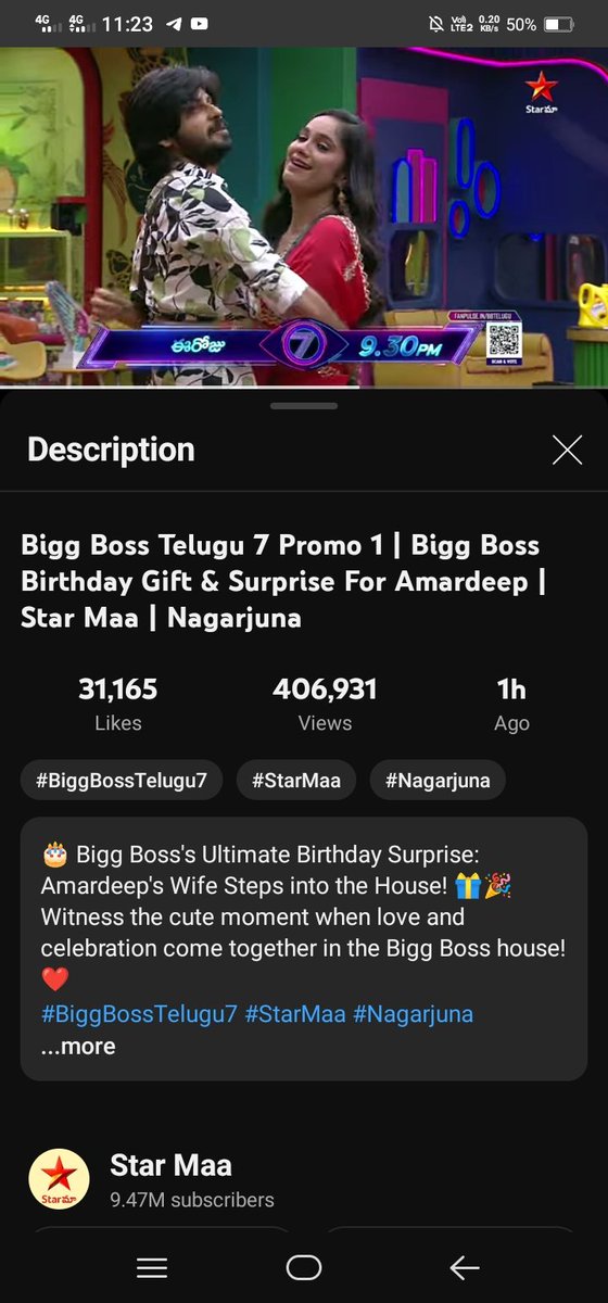ganesh_Naidu_6's tweet photo. #Amardeep Promo likes 31k+ 
View's 406k+ 🔥🙌
#BiggBossTelugu7 https://t.co/LPP1woqg7M