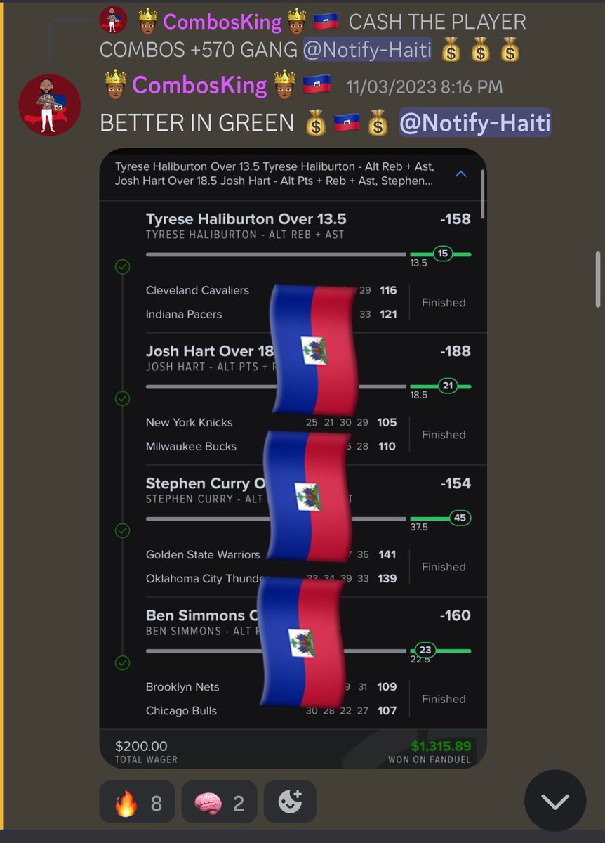 Combos_king's tweet photo. 11/03 11/04 11/05 11/06 (No games on 11/07) 11/8. THE CONSISTENCY IS INSANE. KNOWING THE GAME OF BASKETBALL AND PUTTING IN THE WORK IN THE 🧪. BEEN PROVIDING FREE PICKS TO THE ONES THAT ROCK WITH ME . HERE IS THE LINK TO THE FREE DISCORD https://t.co/6QQwwpBM4d #fanduel #nba https://t.co/DYeacnzKX6