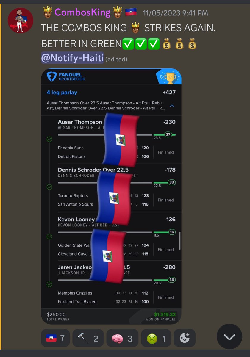 Combos_king's tweet photo. 11/03 11/04 11/05 11/06 (No games on 11/07) 11/8. THE CONSISTENCY IS INSANE. KNOWING THE GAME OF BASKETBALL AND PUTTING IN THE WORK IN THE 🧪. BEEN PROVIDING FREE PICKS TO THE ONES THAT ROCK WITH ME . HERE IS THE LINK TO THE FREE DISCORD https://t.co/6QQwwpBM4d #fanduel #nba https://t.co/DYeacnzKX6