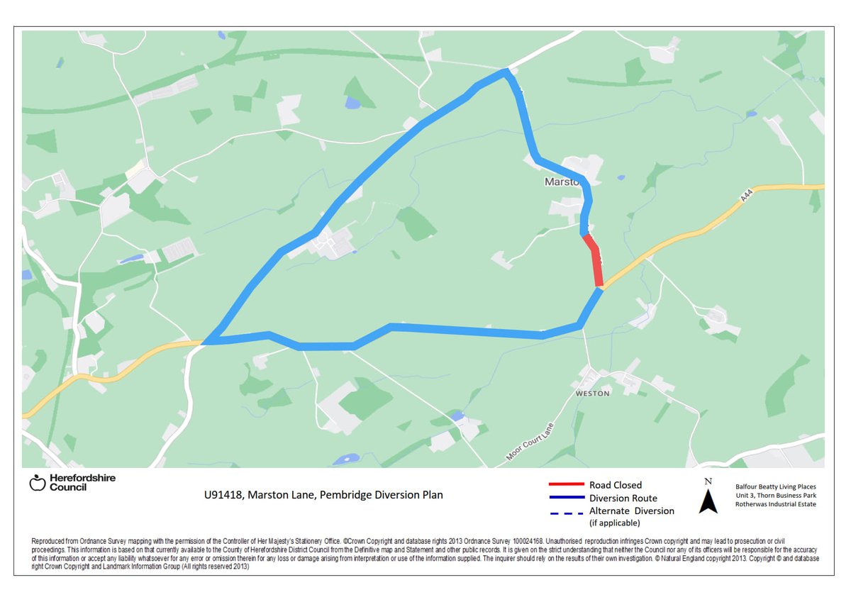 HfdsStreets's tweet image. ROAD CLOSURE REMINDER | U91418 Marston Lane, #Pembridge  #Herefordshire

From 10/11/23 for 1 day between 9:30am - 3:30pm by @WeAreOpenreach for pole works

Resident access only, please see diversion below

Find out more @ orlo.uk/DsnZE